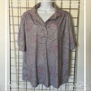 70s Gray Short Sleeve Blouse